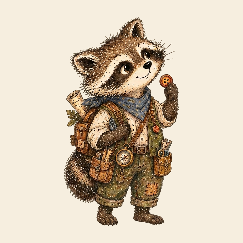 Portrait of Pockets the Raccoon